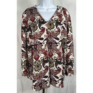 Chico’s Women’s Floral Paisley Blouse Long Sleeve Size 3 (XL)